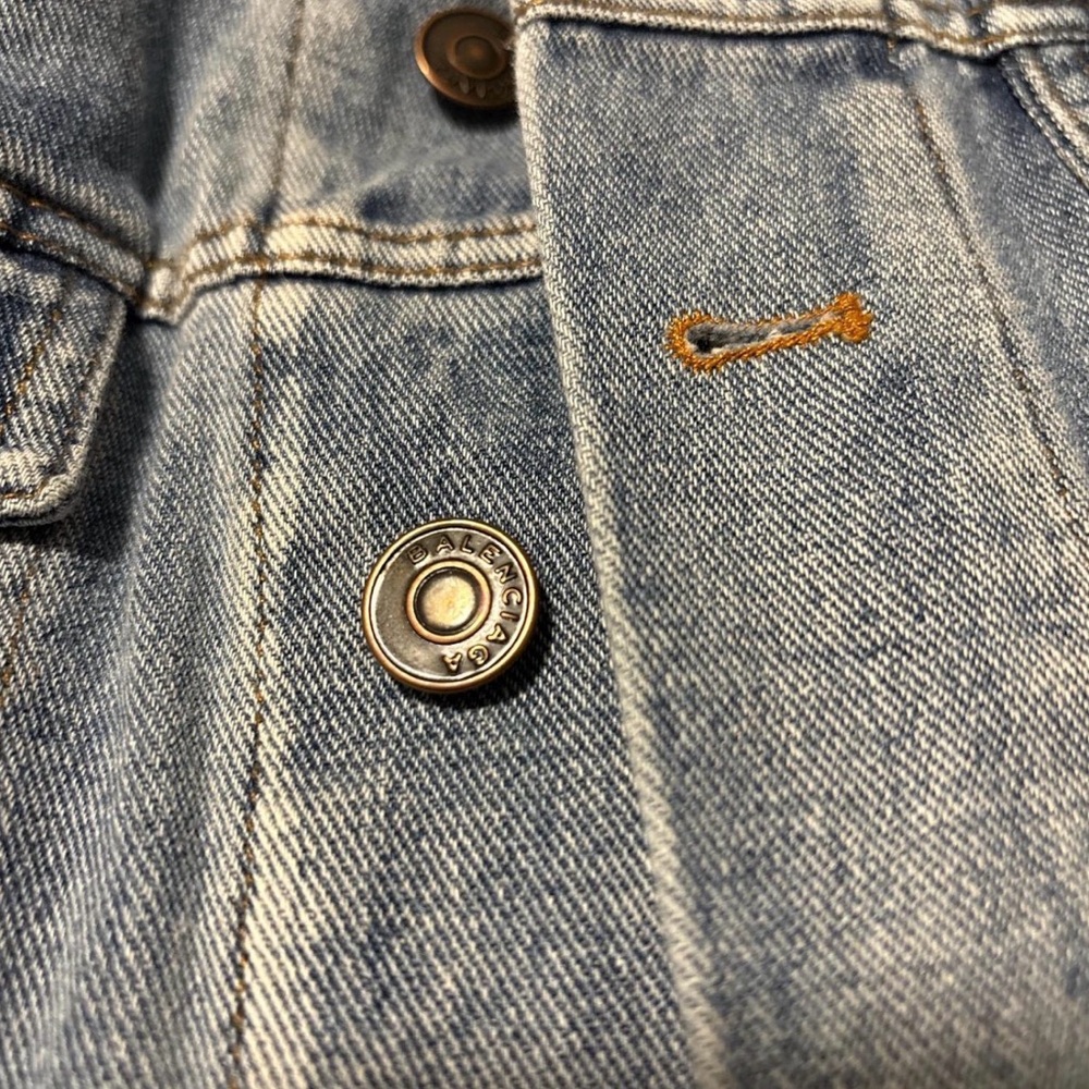 Balenciaga Blue Denim Jacket with Logo - Picture 4 of 4
